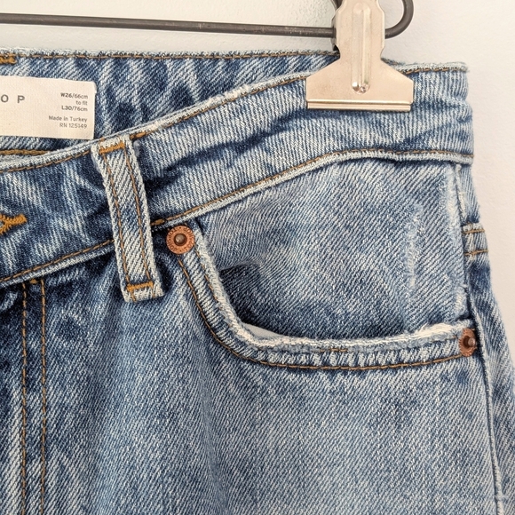 Topshop Women's Mom Jeans In Bleach Finish ~ Size 26 X 30 - Picture 5 of 11